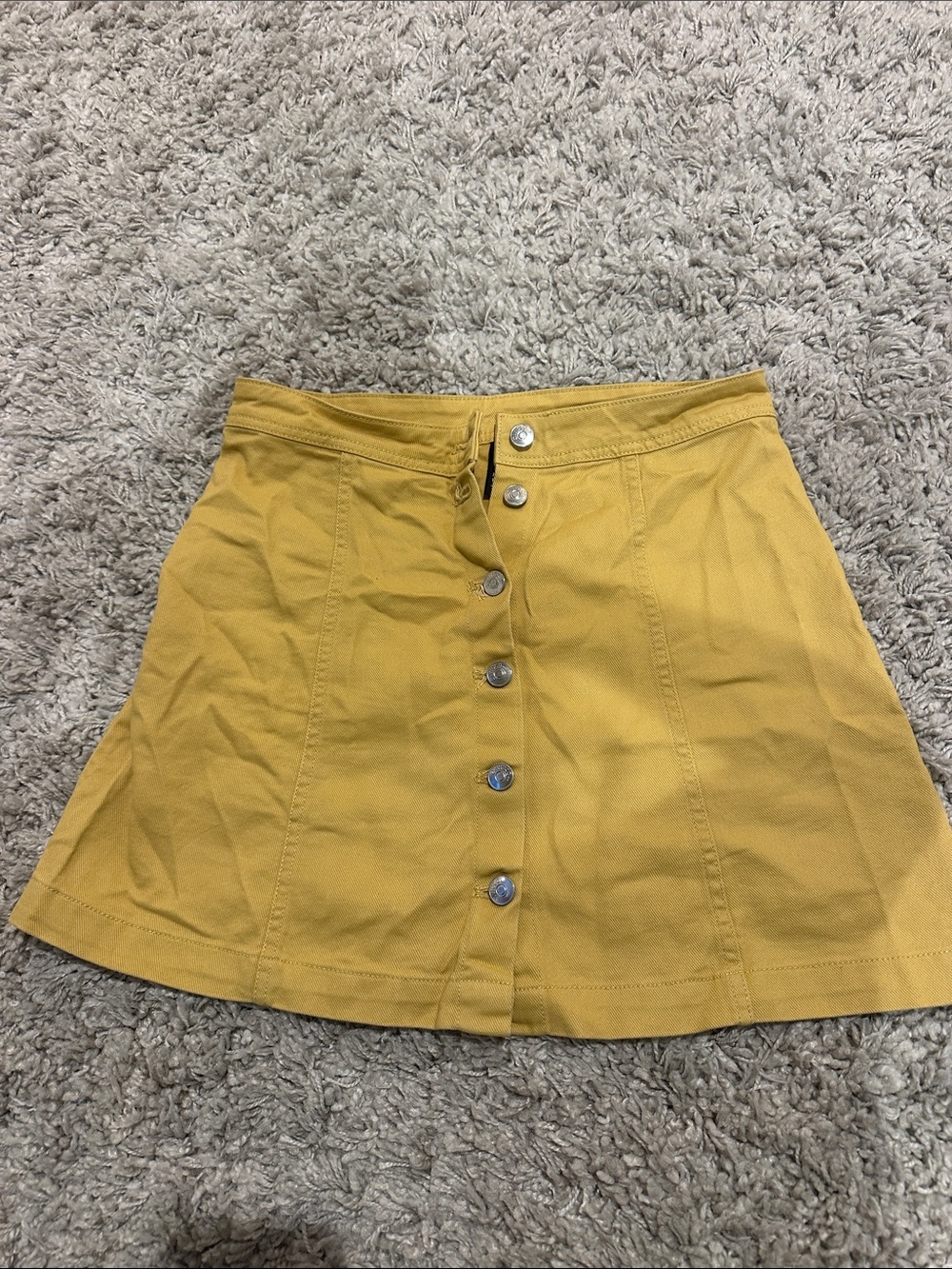 H&M Mustard Button-Front Skater Skirt